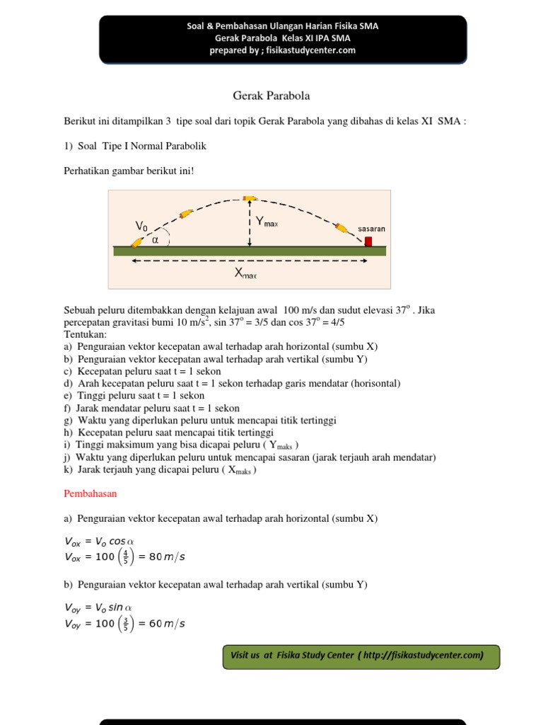 Contoh Soal Gerak Parabola Dan Penyelesaiannya