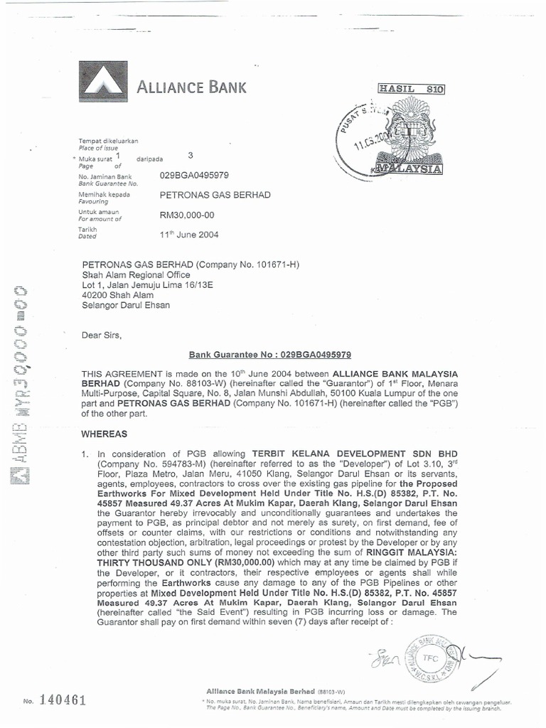 Example Bank Guarantee | PDF | Guarantee | Contract Law