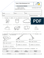 Evaluación 2 Bimestre Lenguaje 1° 2017-2018