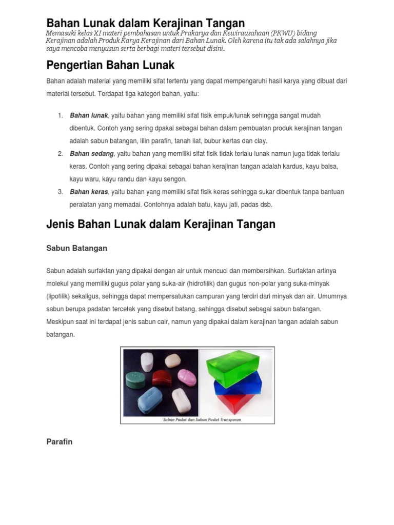 Bahan Lunak Dalam Kerajinan Tangan