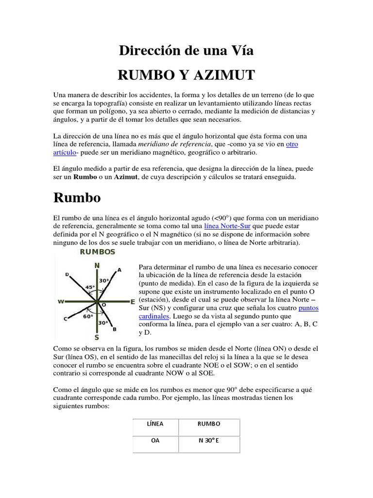 Rumbo y Azimut en Topografía | PDF | Azimut | Geodesia