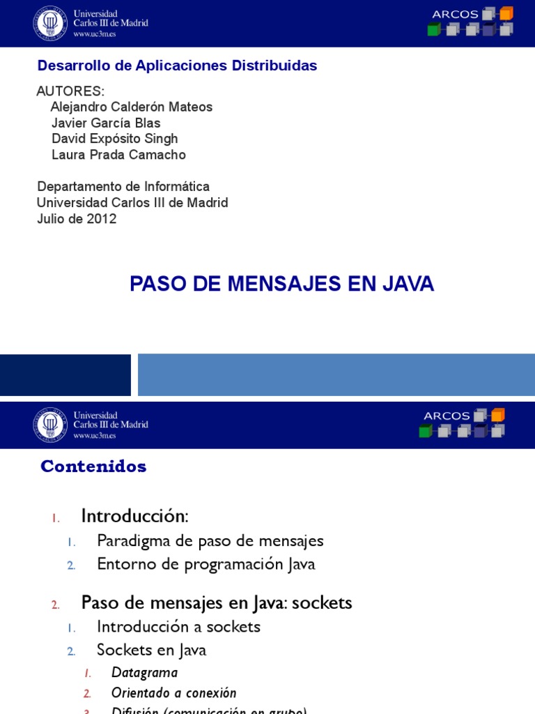 MC-F-002. Paso de Mensajes en JAVA | PDF | Zócalo de red | máquina ...