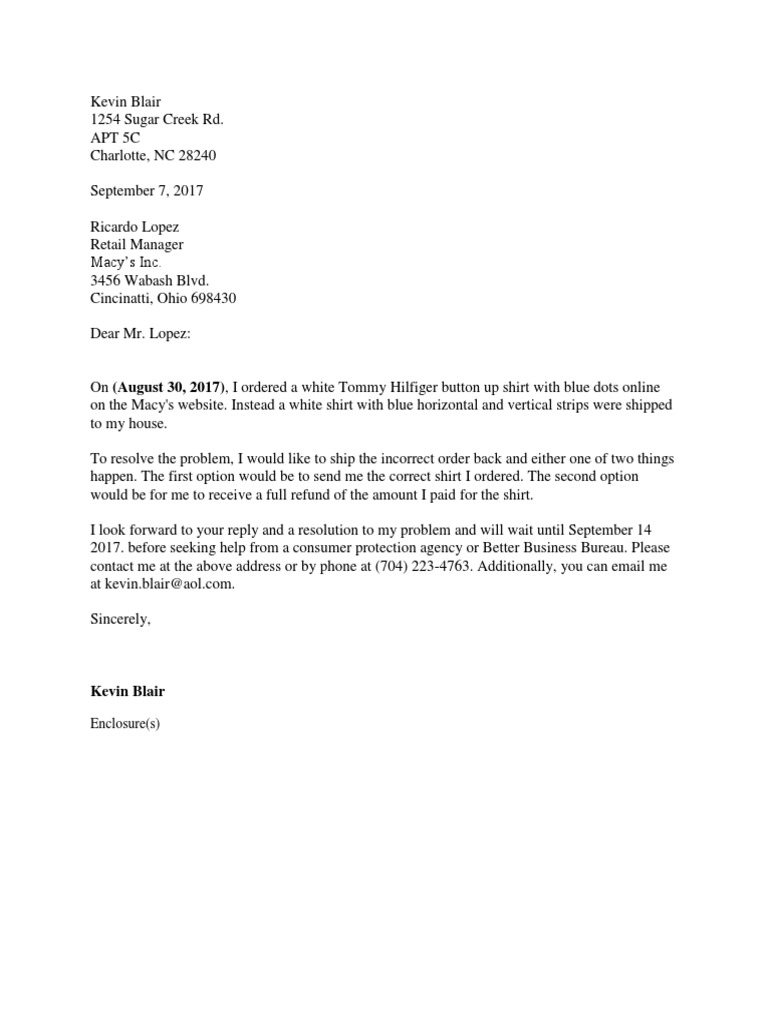 Complaint Letter | PDF