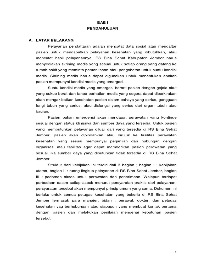 Pedoman Standar Pelayanan Admisi