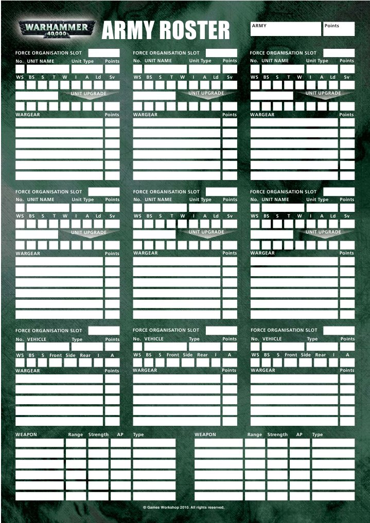 Warhammer 40,000 Roster | PDF