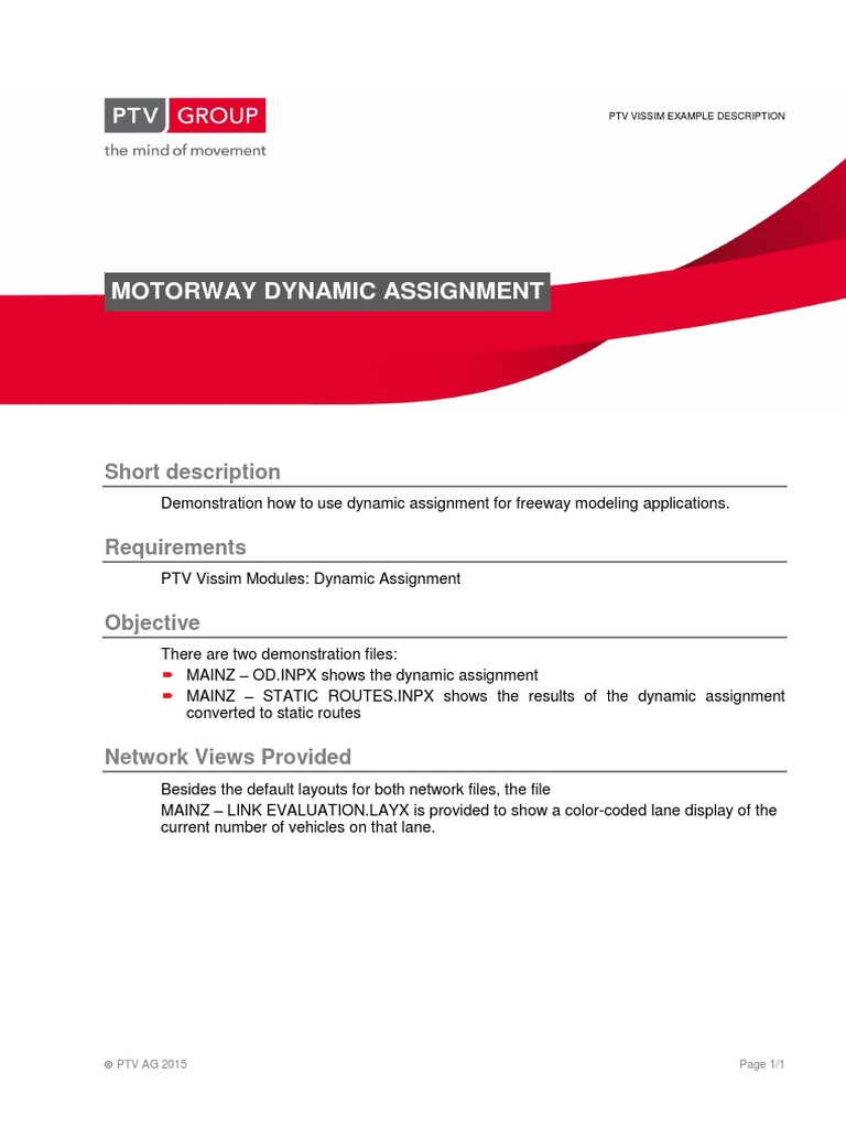 Dynamic Assignment in PTV Vissim | PDF