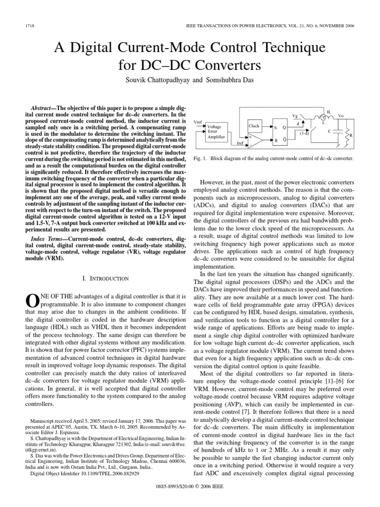 A Digital Current-Mode Control Technique | PDF | Analog To Digital ...