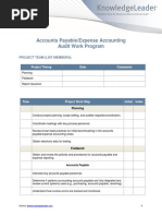 Accounts PayableExpense Accounting Audit Work Program