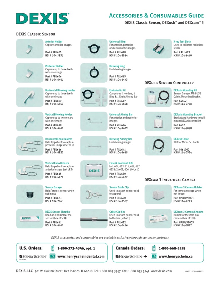 DEXIS Classic Accessory Guide Imaging Dentistry Branches