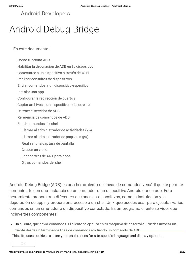 Android Debug Bridge - Android Studio | PDF | Interfaz de línea de ...