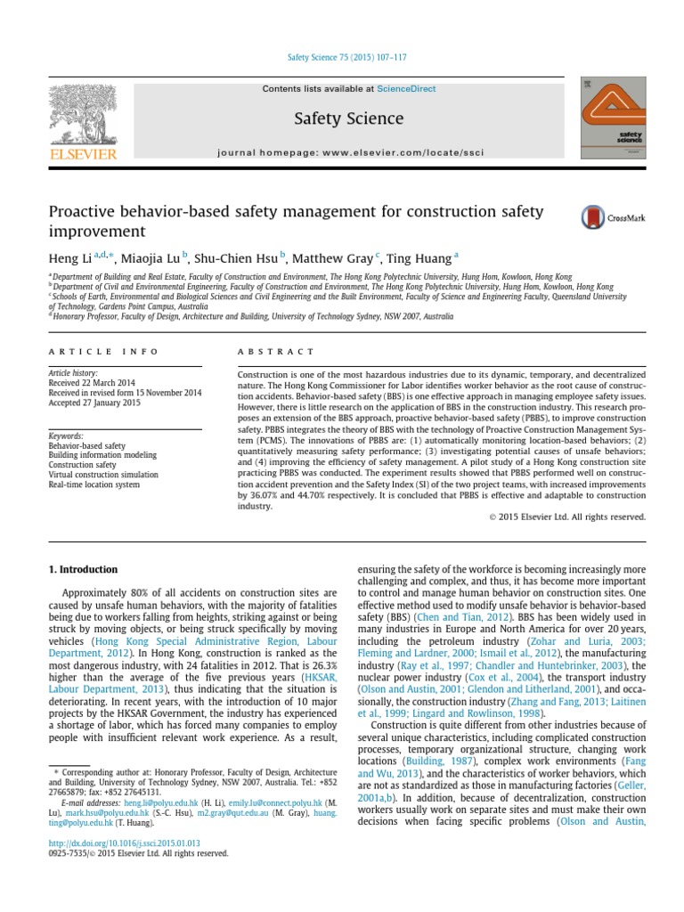 Proactive behavior-based safety management for ...