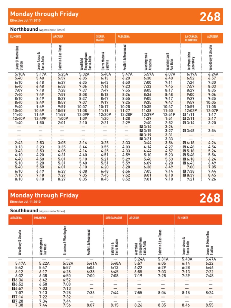 Metro Route 268 Bus Schedule | PDF | Traditions | Festival