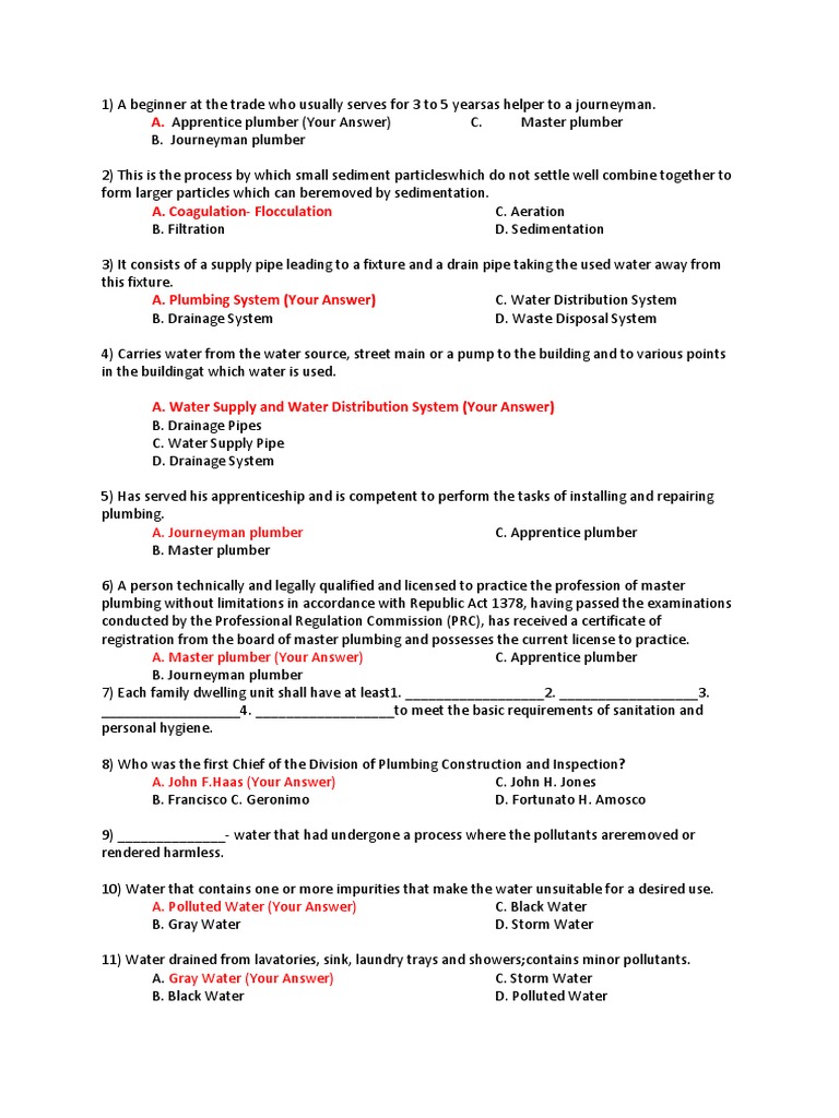 PLUMBING LEVEL 2 EXAM QUESTIONS AND ANSWERS PDF FREE DOWNLOAD 2020 intelligence overview