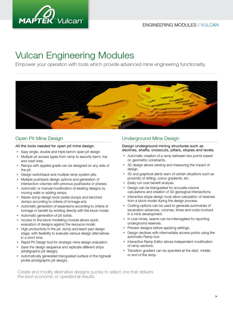 Maptek Vulcan Module Overview Engineering Pdf Coal Mining 3 D