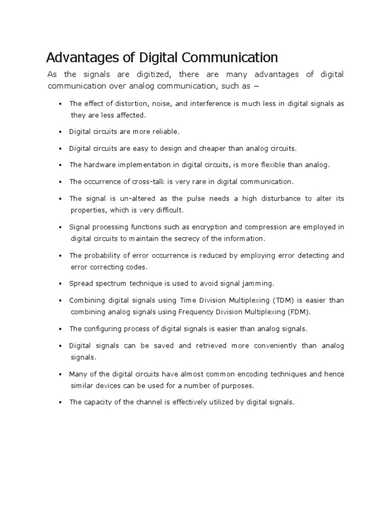 😍 Advantages of analog communication over digital communication. Analog communication and