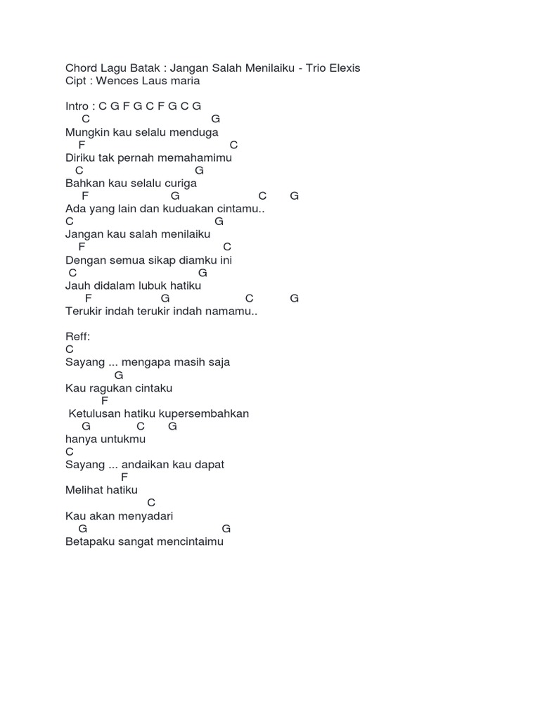 Chord Lagu Batak