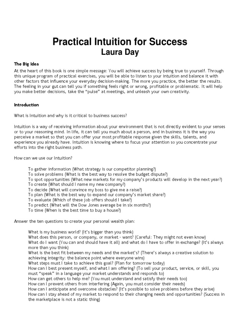 Practical Intuition for Business Success | PDF | Intuition | Decision ...