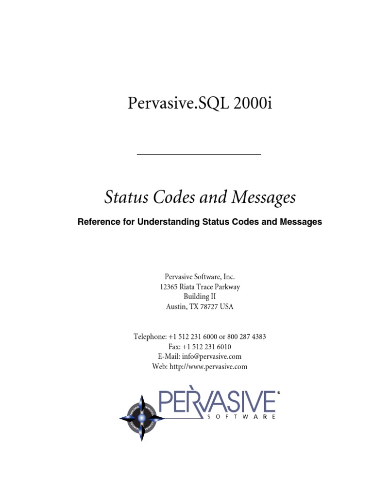Pervasive - SQL 2000i: Status Codes and Messages | PDF | Database Index ...