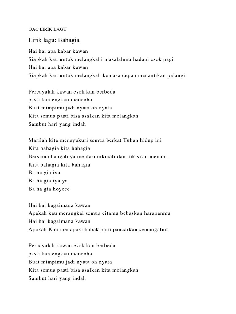 Gac Lirik Lagu