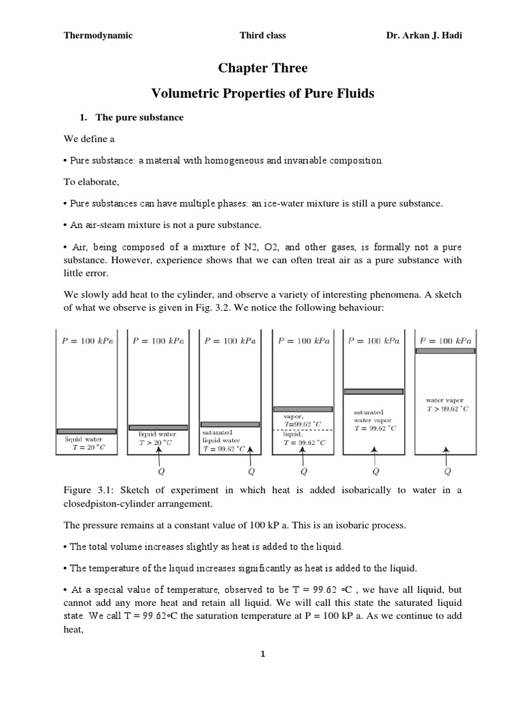 Chapter Three Volumetric Properties of Pure Fluids PDF Phase (Matter) Vapor