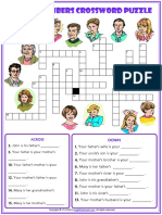 Family Members Vocabulary Esl Crossword Puzzle Worksheet For Kids