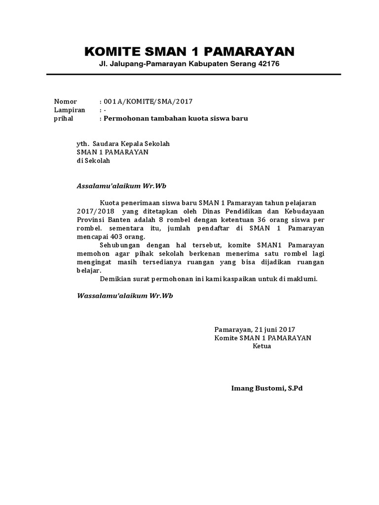 Surat Laporan Panitia Ppdb