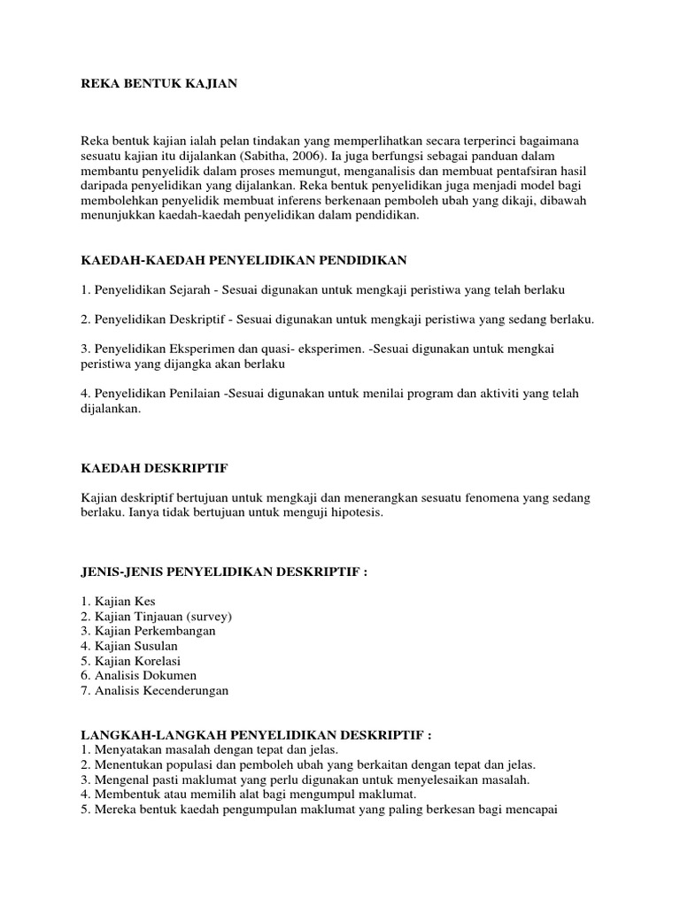 Reka Bentuk Kajian Pdf