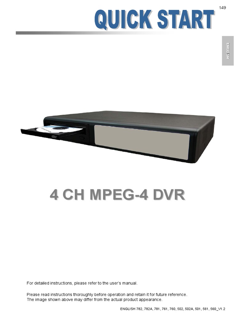 4ch Mpeg4 DVR Quick v1.2 | PDF | Digital Video Recorder | Input/Output