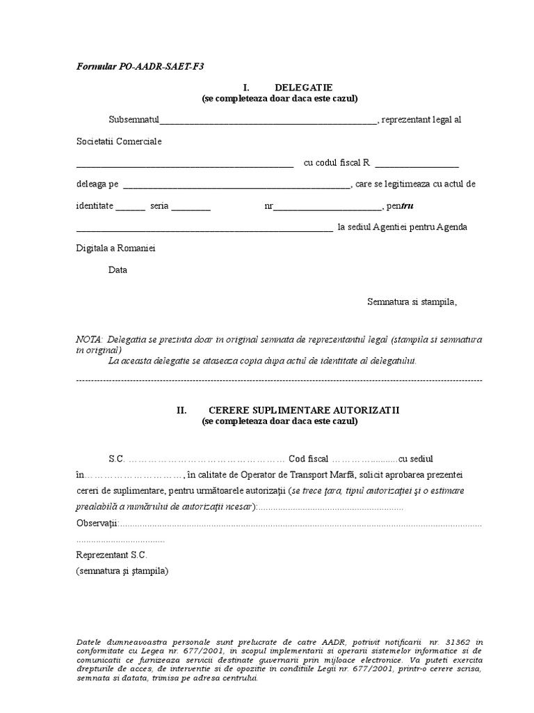 Formular Unic SAET - AADR | PDF