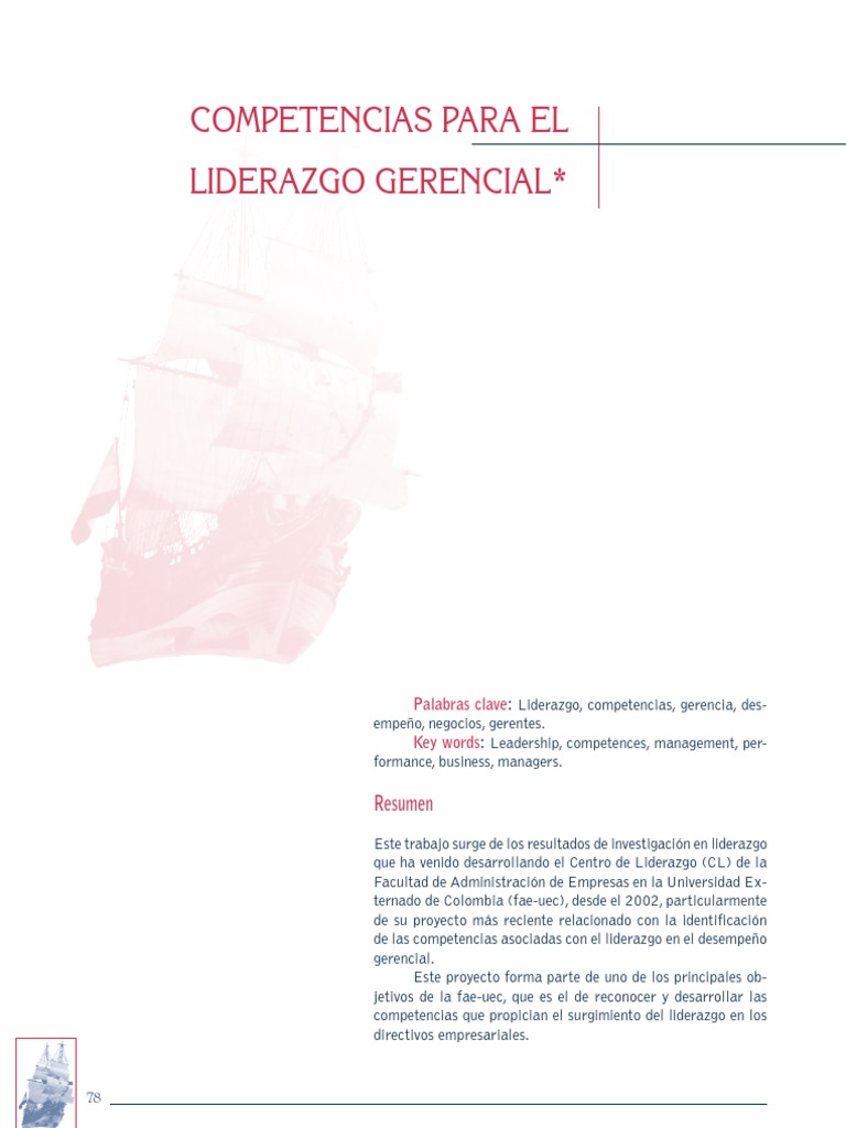 Competencias Clave en Liderazgo Gerencial | PDF | Liderazgo | Toma de ...