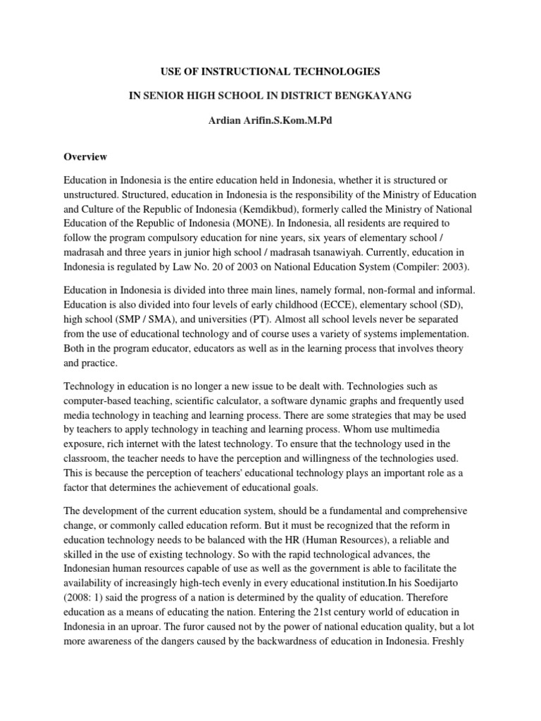 Use of Instructional Technologies | PDF | Educational Technology | Learning