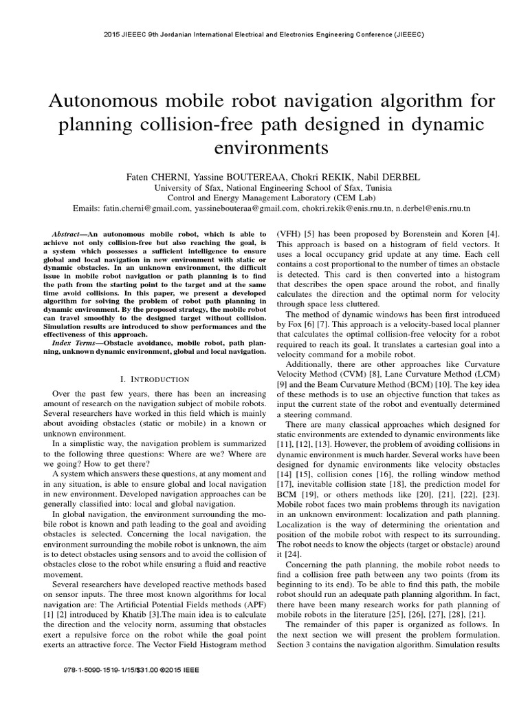 Autonomous Mobile Robot Navigation Algorithm For Planning Collision ...