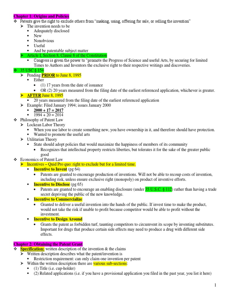 Picture of Patent Outline Fall 2017 | PDF | Patent Claim | Patent Application