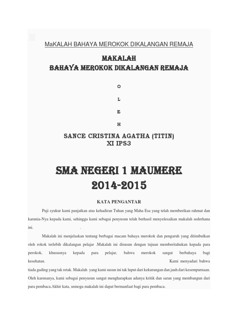Contoh Makalah Tentang Bahaya Merokok Bagi Pelajar Cara Mengajarku