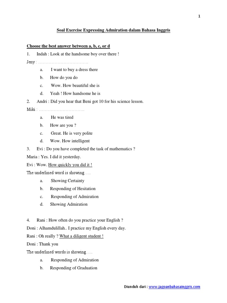 Exercises for Expressing Admiration | PDF | Home & Garden