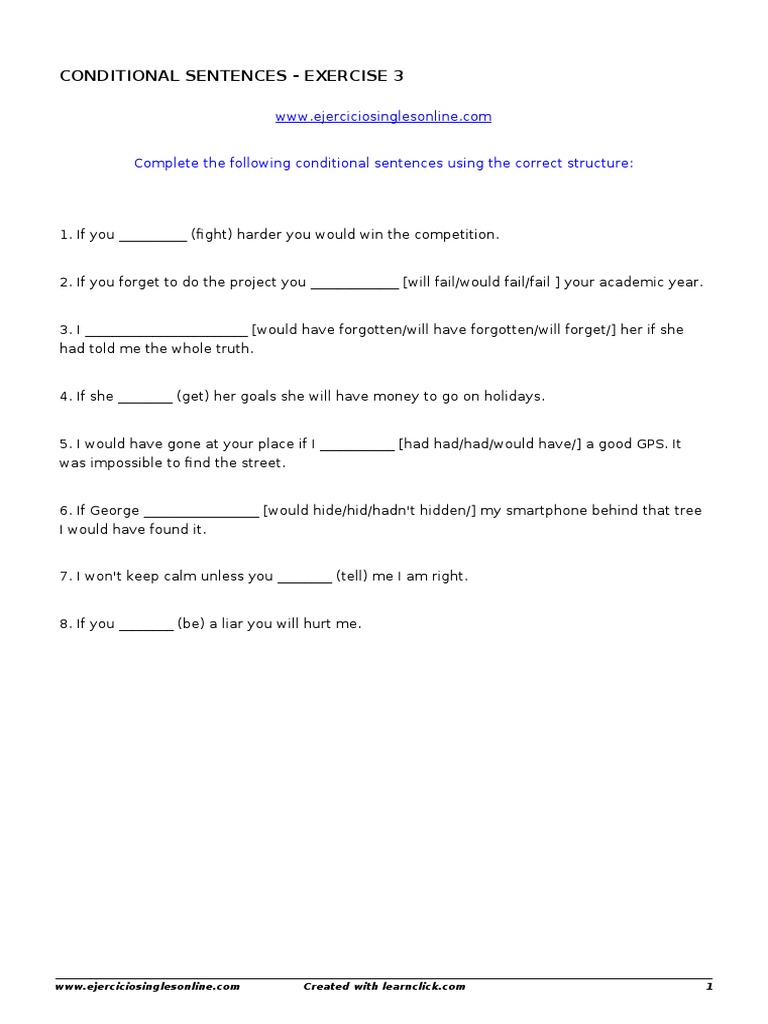 Conditional Sentences Exercise 3 | PDF | Social Science