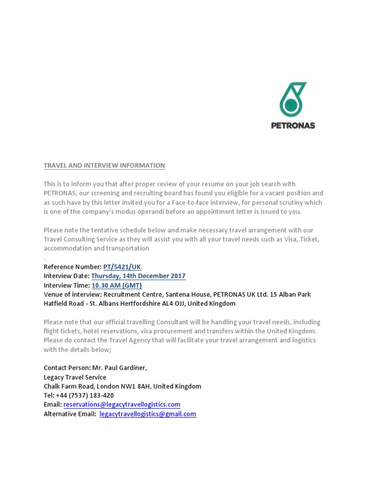 Travel and Interview Information | PDF