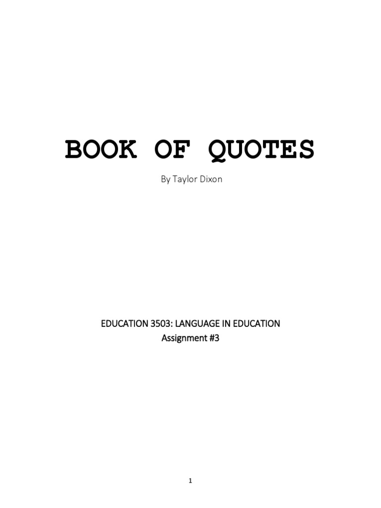 Book of Quotes PDF Literacy Learning