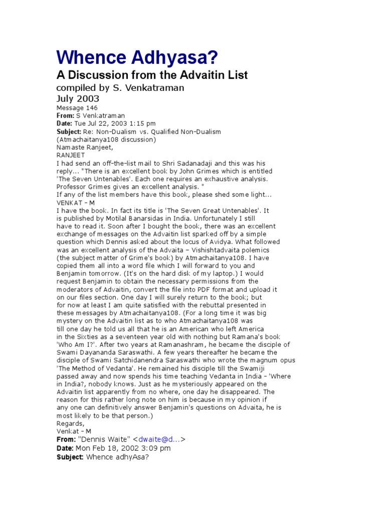 Understanding Adhyasa in Advaita | PDF | Advaita Vedanta | Vedanta