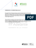 27-10-2017 Comunicado A La Opinión Pública No.030