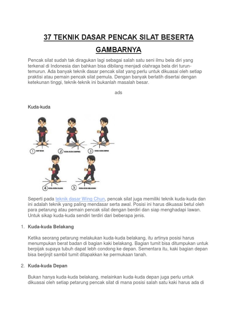 37 Teknik Dasar Pencak Silat Beserta Gambarnya | PDF