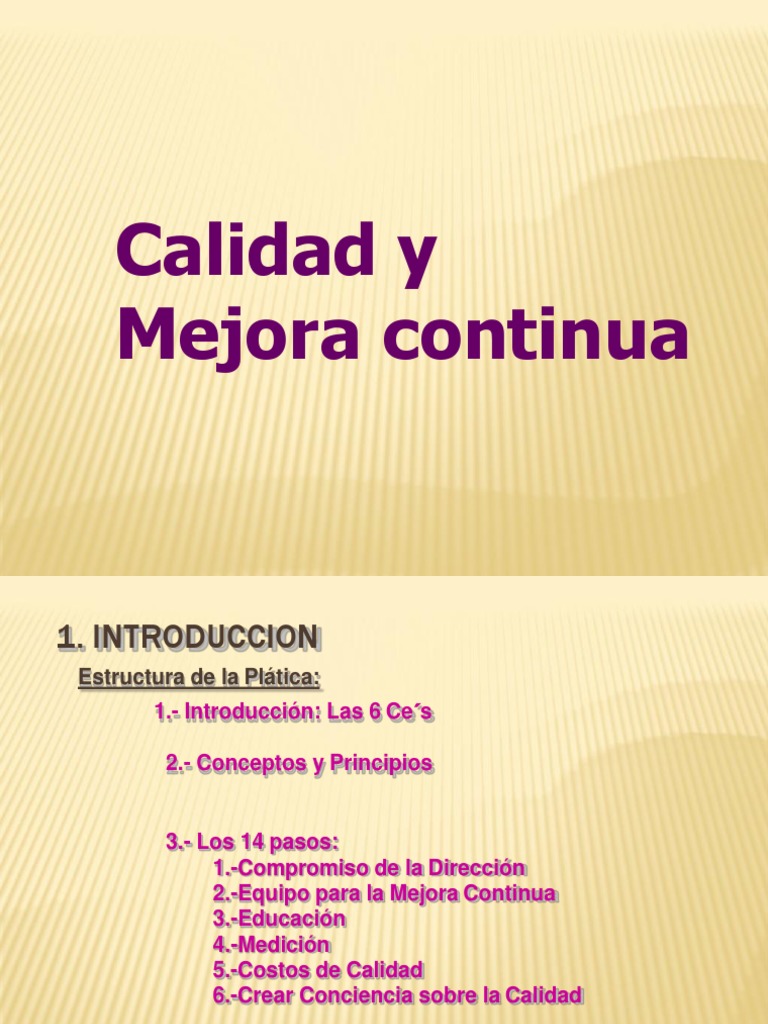Calidad y Mejora Continua | PDF | Calidad (comercial) | Planificación