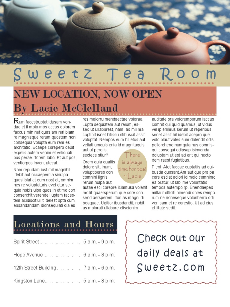 Final Project Newsletter | PDF | Desserts | Caffeinated Drinks