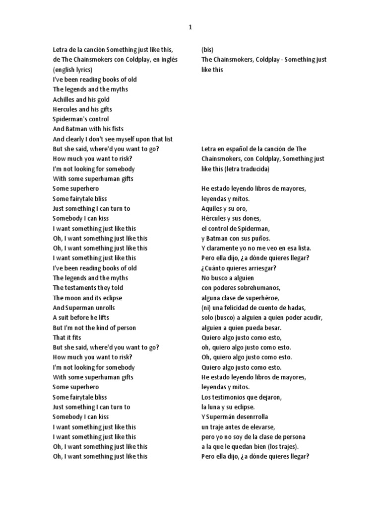 Letra de La Canción Something Just Like This | PDF | Ocio
