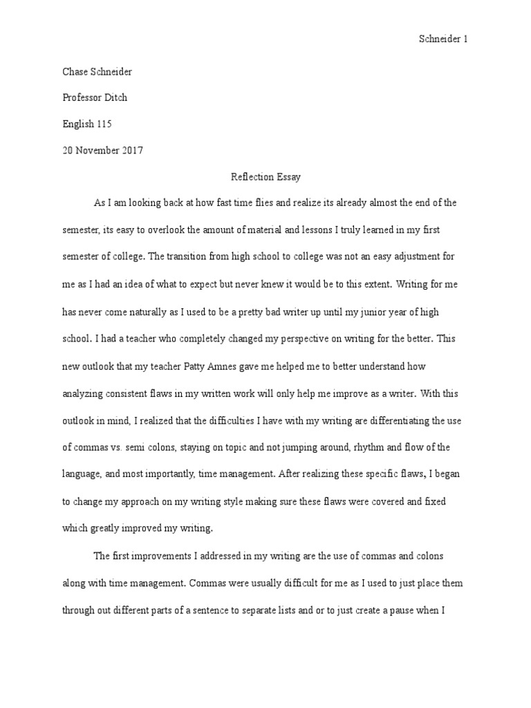 Time management reflection paper