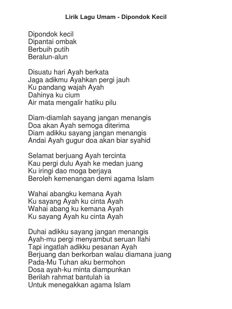 Lirik Lagu Di Pondok Kecil Pdf