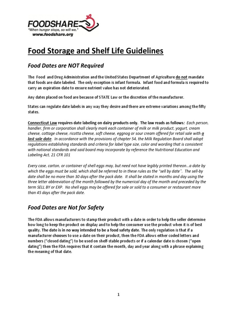 Food Storage and Shelf Life Guidelines PDF Shelf Life Juice