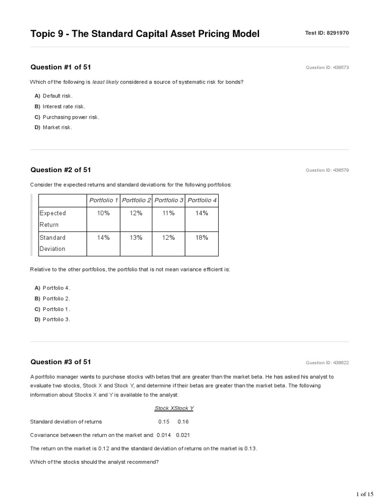 Understanding the Capital Asset Pricing Model | PDF | Beta (Finance ...