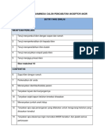 Lembar Checklist Anamnesa Calon Pencabutan Akseptor Akdr