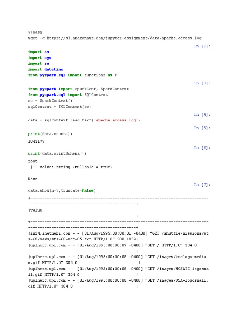 Apache Log Data Processing with PySpark | PDF | Computer Programming ...